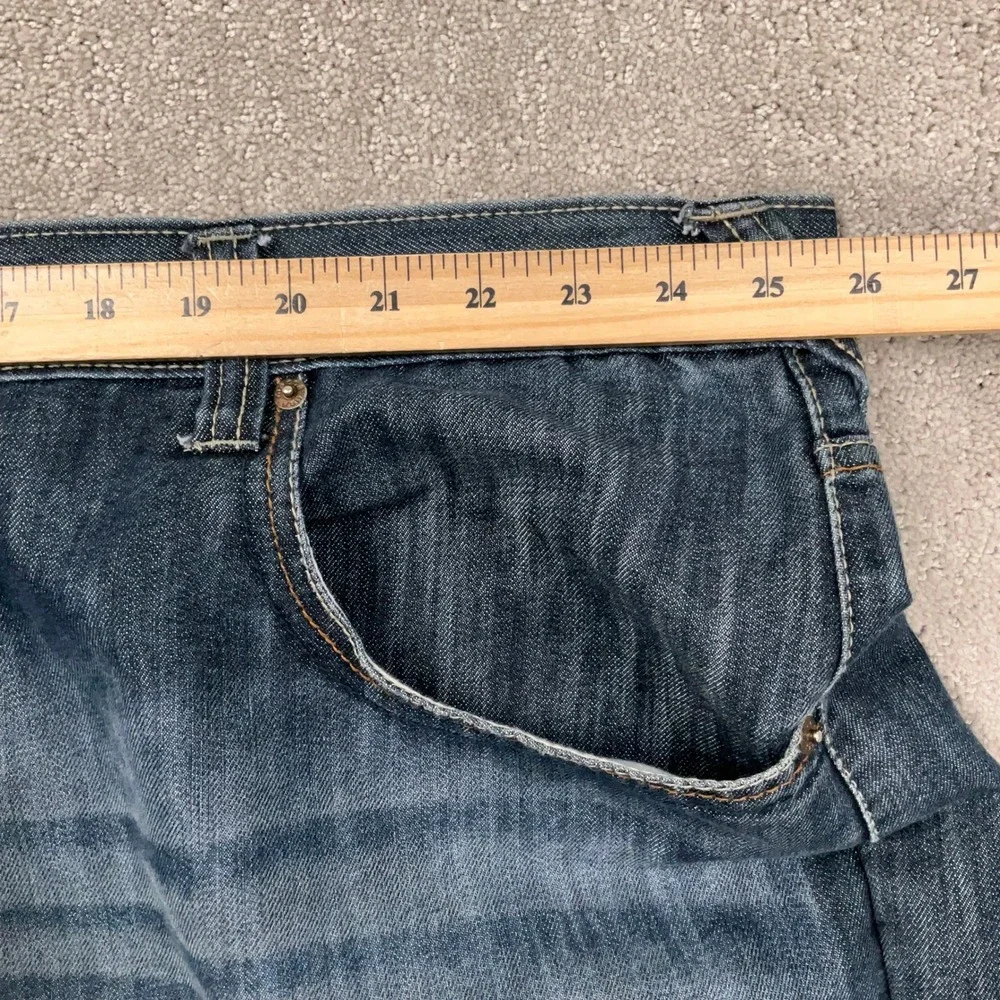 Mecca Jeans Mens‎ 52W 32L Blue Fade Whisker Stitched Relaxed Fit Y2K Urban Denim